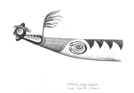 80-canoa dipinta-fiume Aramia-Papuasia Nuova Guinea